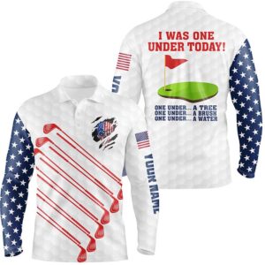 American Flag Golf Clubs Custom Men s Golf Polo Shirt I Was One Under Today One Under A Tree Bush Water Golf Polo Shirt Golf Shirts 2 z8g20p.jpg