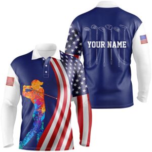 American Flag Golf Clubs Men s Golf Polo Shirt Custom Watercolor Golf Clothes For Men Golf Polo Shirt Golf Shirts 2 yssuep.jpg