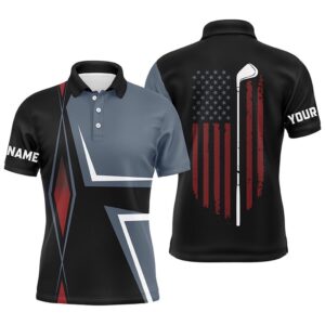 American Flag Men’s Golf Polo Shirts Custom Golf Club Patriotic Golf Team Shirt, Golf Attire For Men, Golf Polo Shirt, Golf Shirts