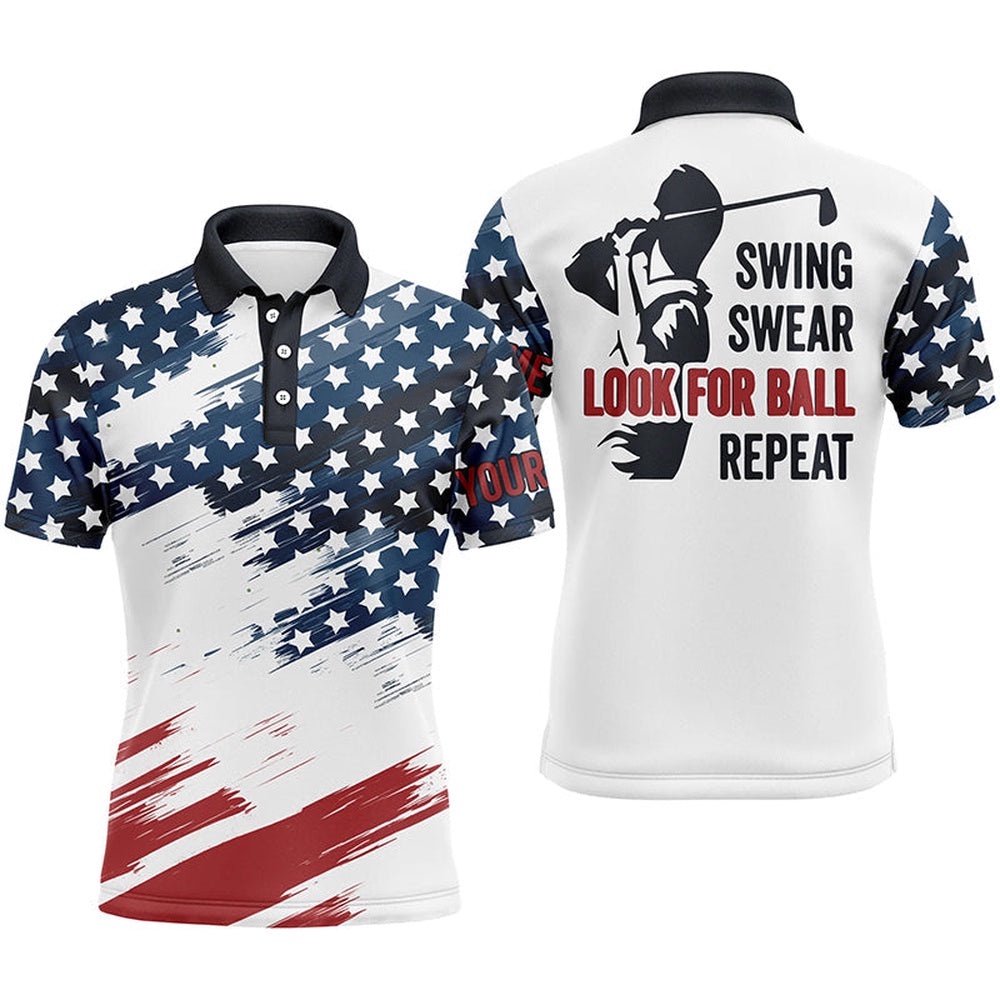 American Flag Men’s Golf Polos Shirts Custom Name Patriot Golf Gifts, Swing Swear Look For Ball Repeat, Golf Polo Shirt, Golf Shirts American Flag Men’s Golf Polos Shirts Custom Name Patriot Golf Gifts, Swing Swear Look For Ball Repeat, Golf Polo Shirt, Golf Shirts