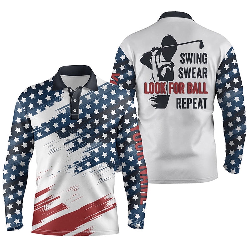 American Flag Men’s Golf Polos Shirts Custom Name Patriot Golf Gifts, Swing Swear Look For Ball Repeat, Golf Polo Shirt, Golf Shirts American Flag Men’s Golf Polos Shirts Custom Name Patriot Golf Gifts, Swing Swear Look For Ball Repeat, Golf Polo Shirt, Golf Shirts