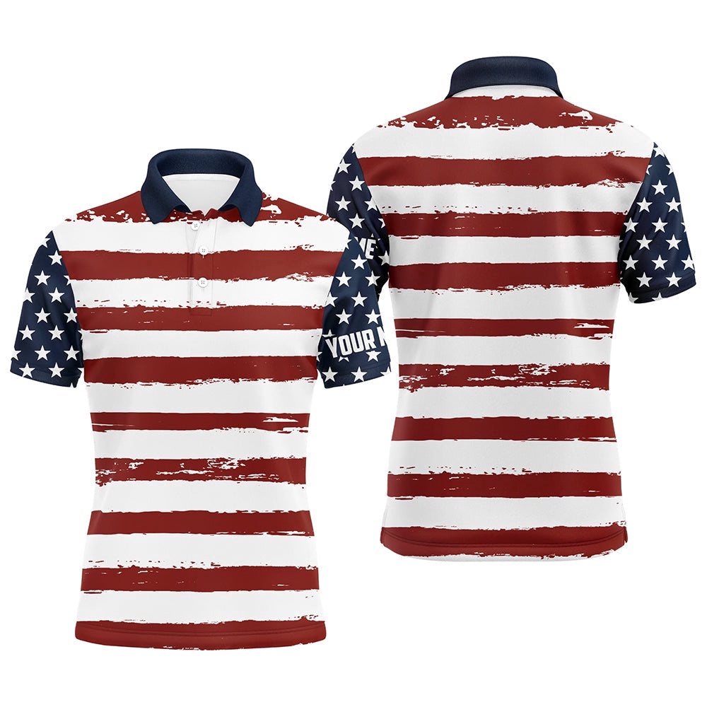 American Flag Patriotic All Over Print Men’s Golf Polo Shirt Custom Retro Usa Golf Shirt For Men, Golf Polo Shirt, Golf Shirts