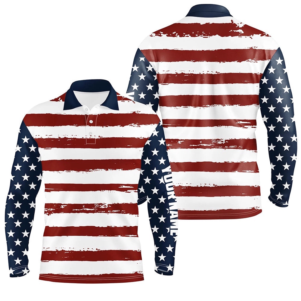 American Flag Patriotic All Over Print Men’s Golf Polo Shirt Custom Retro Usa Golf Shirt For Men, Golf Polo Shirt, Golf Shirts