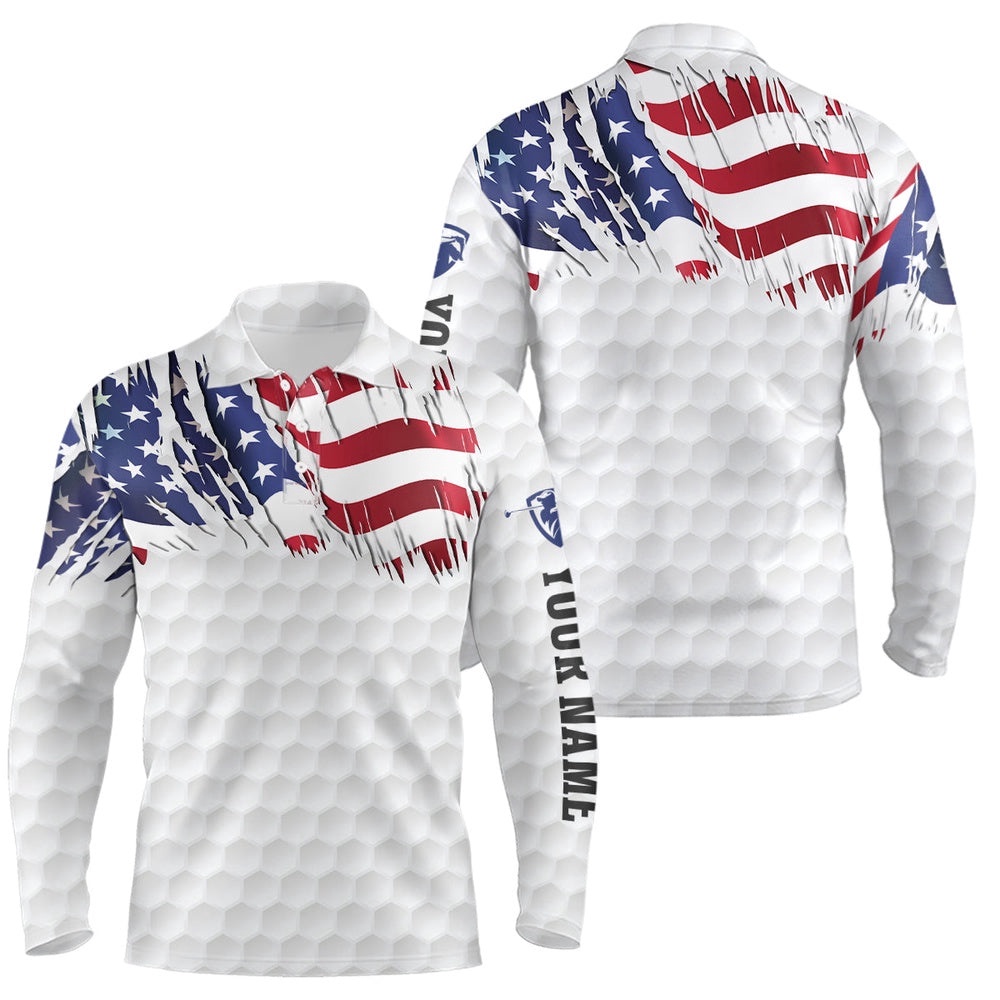 American Flag White Men’s Golf Polo Shirts Custom Men’s Patriotic Polo Shirts, Unique Polo Shirts, Golf Polo Shirt, Golf Shirts