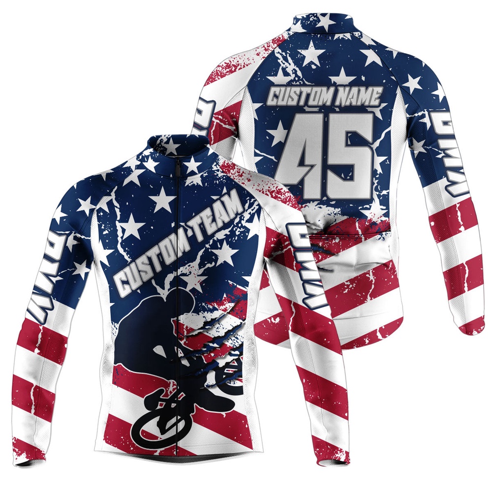 American Mens Cycling Jersey With 3 Pockets Custom Anti Uv Enduro Racing Shirt Usa Cycle Gear, Custom Mono Cycling Jersey
