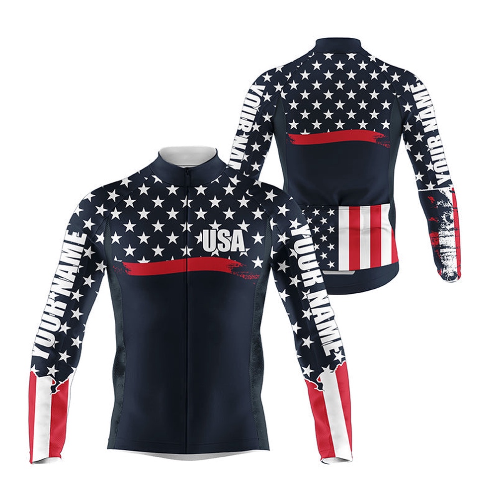 American Mens Womens Cycling Jersey With 3 Pockets Usa Bike Shirts Full Zip Bicycle Clothes, Custom Mono Cycling Jersey