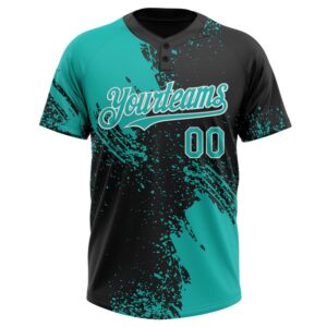 Aqua Black White 3D Pattern Abstract Brush Stroke Two Button Unisex Softball Jersey Custom Team Softball Jersey 2 tz50rw.jpg