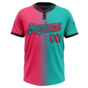 Aqua Neon Pink Black Gradient Fashion Two Button Unisex Softball Jersey Custom Team Softball Jersey 2 suoat7.jpg