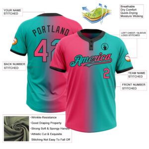Aqua Neon Pink Black Gradient Fashion Two Button Unisex Softball Jersey Custom Team Softball Jersey 3 dsxzui.jpg