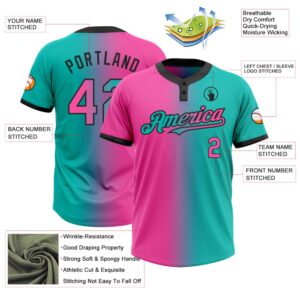 Aqua Pink Black Gradient Fashion Two Button Unisex Softball Jersey Custom Team Softball Jersey 3 yzali9.jpg
