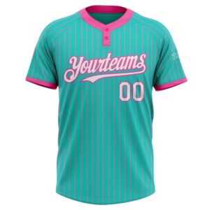 Aqua Pink Pinstripe White Two Button Unisex Softball Jersey Custom Team Softball Jersey 2 dxd3bs.jpg