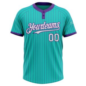Aqua Purple Pinstripe White Two Button Unisex Softball Jersey Custom Team Softball Jersey 2 edfaqh.jpg