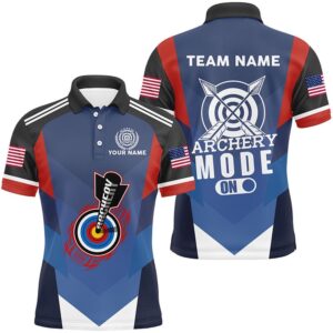 Archery Mode On Target Men Polo Shirts Custom Archery Polo Shirts For Archer, Custom Archery Team Polo Shirt