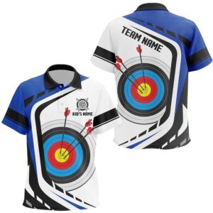 Archery Target White Blue Jersey Polo Shirts…