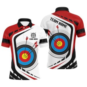 Archery Target White Red Jersey Men Polo…
