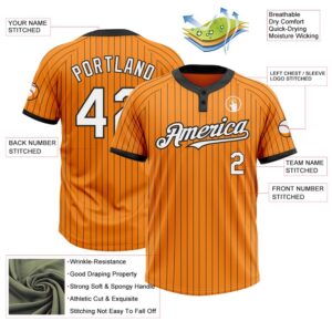 Bay Orange Black Pinstripe White Two Button Unisex Softball Jersey Custom Team Softball Jersey 3 epikzp.jpg