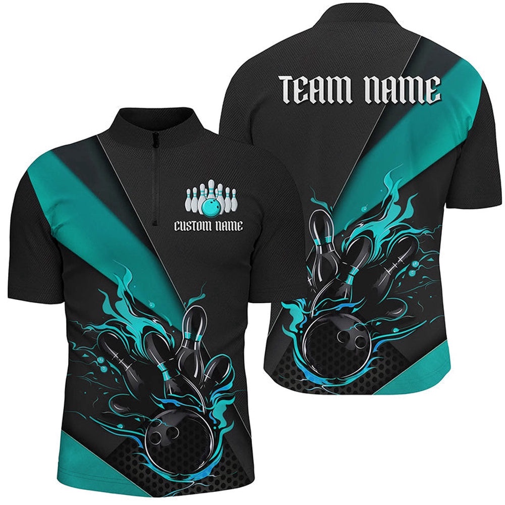 Black And Blue Name Bowling Tournament Jersey For Men And Women, Bowling Team Shirts, Custom Bowling Team Jersey Shirt