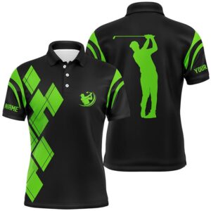 Black And Green Argyle Pattern Men’s Golf…