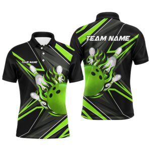 Black And Green Men Bowling Polo Shirt…