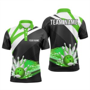 Black And Green Men Bowling Polo Shirt…