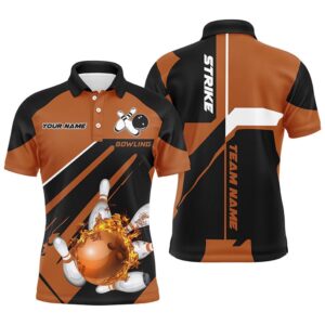 Black And Orange Bowling Polo Shirt For…