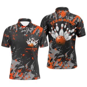 Black And Orange Camo Bowling Team Shirts…