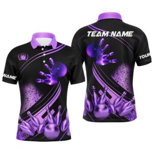Black And Purple Mens Bowling Shirts Custom…