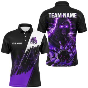 Black And Purple Skull Reaper Bowling Polo…