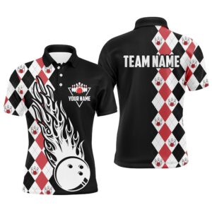 Black And Red Argyle Pattern Bowling Fire…
