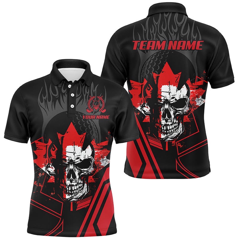 Black And Red Skull Canadian Flag Men’s Golf Polo Shirts Custom Patriotic Golf Attire For Men, Golf Polo Shirt, Golf Shirts Black And Red Skull Canadian Flag Men’s Golf Polo Shirts Custom Patriotic Golf Attire For Men, Golf Polo Shirt, Golf Shirts