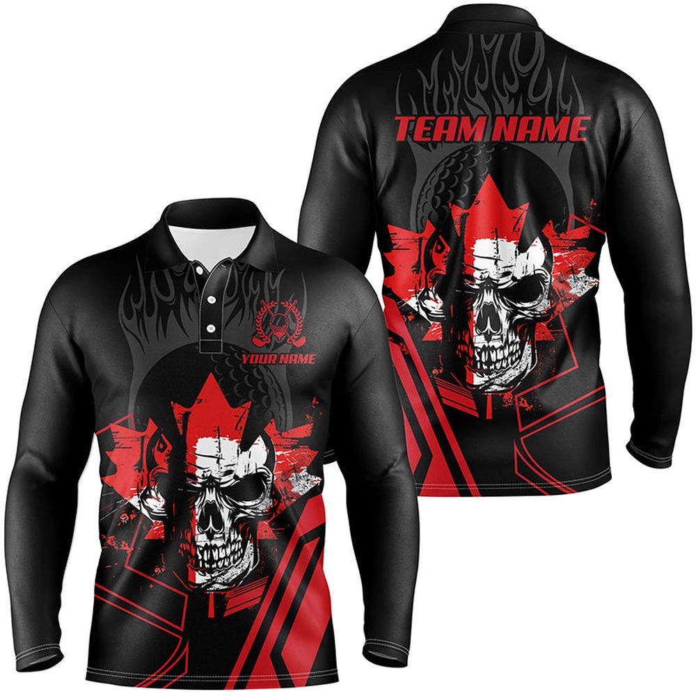 Black And Red Skull Canadian Flag Men’s Golf Polo Shirts Custom Patriotic Golf Attire For Men, Golf Polo Shirt, Golf Shirts Black And Red Skull Canadian Flag Men’s Golf Polo Shirts Custom Patriotic Golf Attire For Men, Golf Polo Shirt, Golf Shirts