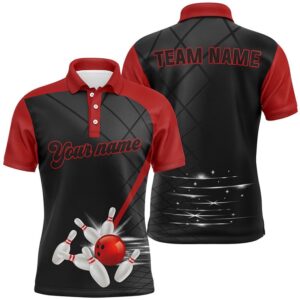 Black And Red Team Bowling League Polo…
