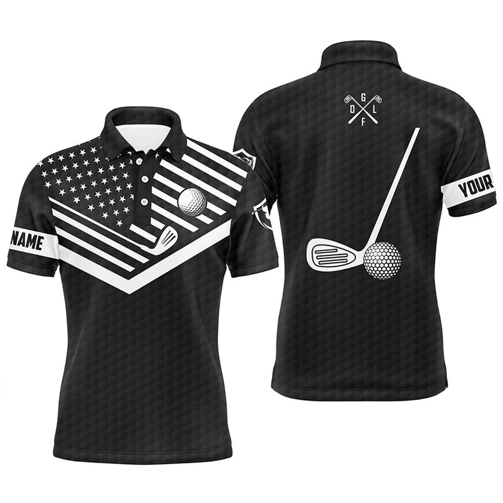 Black And White American Flag Patriotic Golf Shirts For Men Custom Name Polo Golf Tops, Golf Polo Shirt, Golf Shirts Black And White American Flag Patriotic Golf Shirts For Men Custom Name Polo Golf Tops, Golf Polo Shirt, Golf Shirts