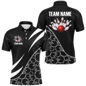 Black And White Bowling Camo League Polo…