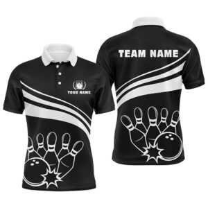Black And White Bowling Polo Shirts For…