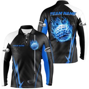 Black And White Golf Outfits Men Custom Blue Flame Golf Ball Men s Custom Golf Shirts Golf Polo Shirt Golf Shirts 2 vegrer.jpg