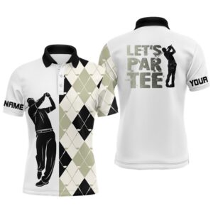 Black And White Golf Shirt Argyle Pattern…