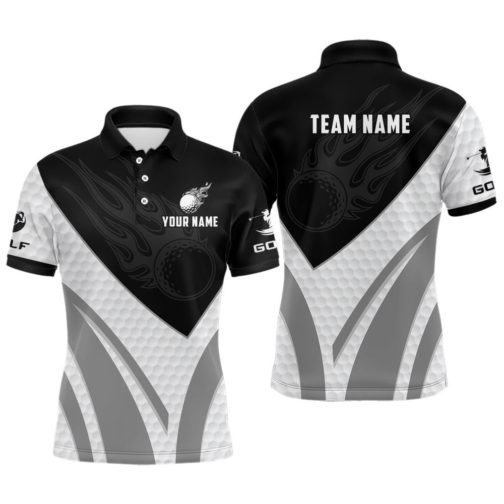 Black And White Men Golf Polo Shirts Custom Golf Ball Fire Men’s Printed Golf Shirts, Golf Polo Shirt, Golf Shirts Black And White Men Golf Polo Shirts Custom Golf Ball Fire Men’s Printed Golf Shirts, Golf Polo Shirt, Golf Shirts