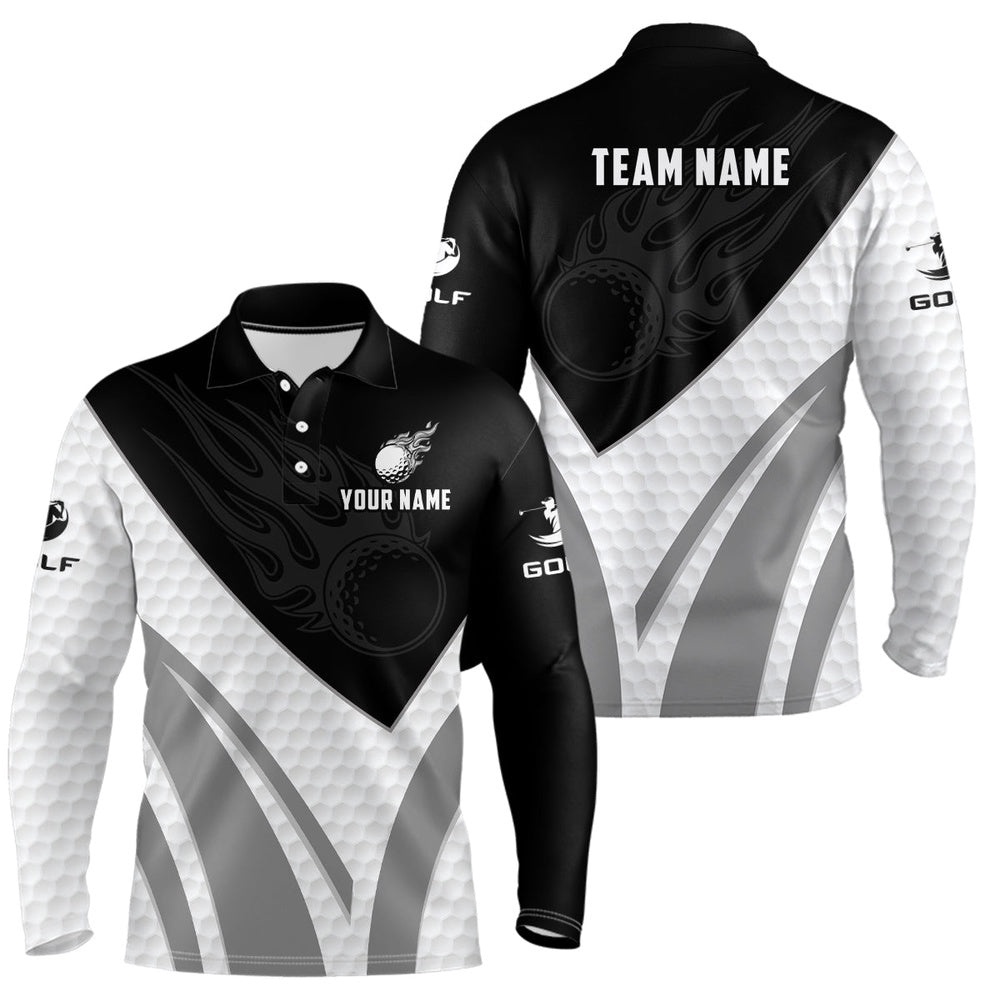 Black And White Men Golf Polo Shirts Custom Golf Ball Fire Men’s Printed Golf Shirts, Golf Polo Shirt, Golf Shirts Black And White Men Golf Polo Shirts Custom Golf Ball Fire Men’s Printed Golf Shirts, Golf Polo Shirt, Golf Shirts