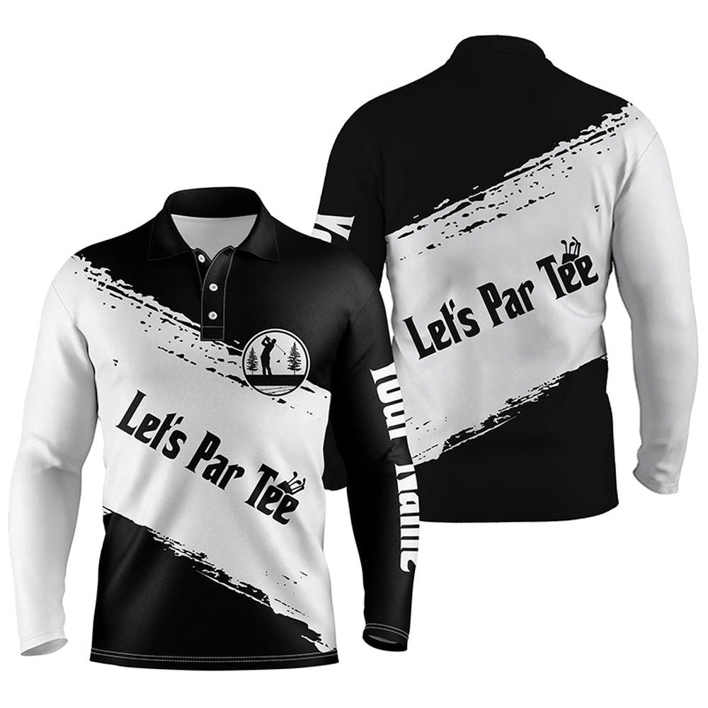 Black And White Men’s Golf Polo Shirts Custom Name Let’S Par Tee Best Men’s Golf Wear, Golf Polo Shirt, Golf Shirts Black And White Men’s Golf Polo Shirts Custom Name Let’S Par Tee Best Men’s Golf Wear, Golf Polo Shirt, Golf Shirts