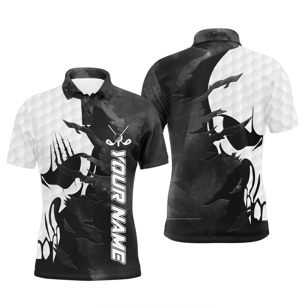 Black And White Men’s Golf Polos Shirts Custom Name Golf Skull Shirts For Men, Golf Polo Shirt, Golf Shirts Black And White Men’s Golf Polos Shirts Custom Name Golf Skull Shirts For Men, Golf Polo Shirt, Golf Shirts
