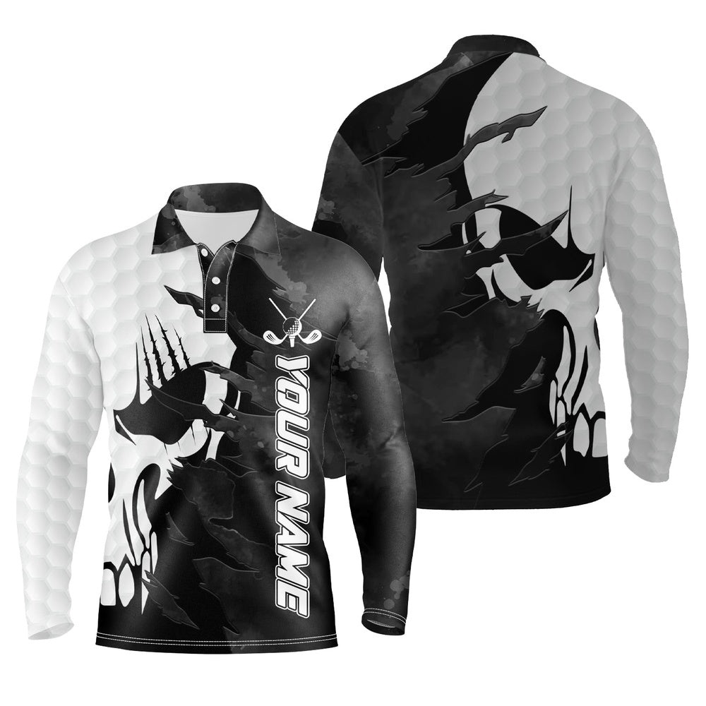 Black And White Men’s Golf Polos Shirts Custom Name Golf Skull Shirts For Men, Golf Polo Shirt, Golf Shirts Black And White Men’s Golf Polos Shirts Custom Name Golf Skull Shirts For Men, Golf Polo Shirt, Golf Shirts