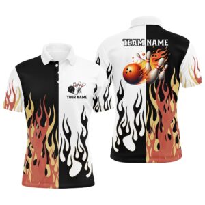 Black And White Mens Bowling Polo Shirts…