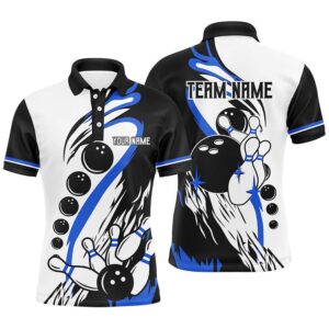 Black And White Retro Bowling League Polo…