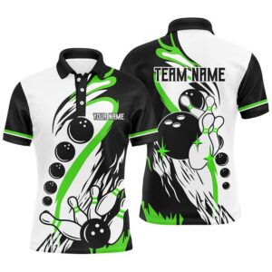 Black And White Retro Bowling League Polo…