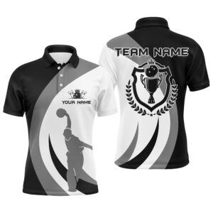 Black And White Retro Bowling Polo Shirt…