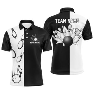 Black And White Retro Vintage Bowling Polo…