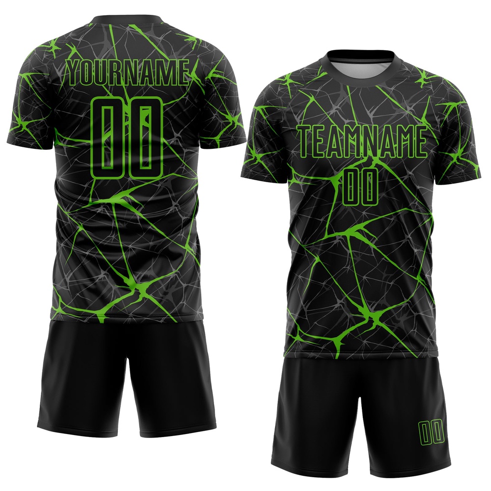 Black Aurora Green Sublimation Soccer Uniform Jersey, Custom Team Soccer Jersey Shirt