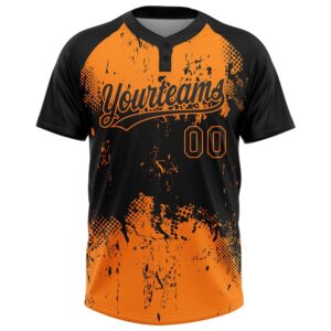 Black Bay Orange 3D Pattern Abstract Splatter Grunge Art Two Button Unisex Softball Jersey Custom Team Softball Jersey 2 al6tq5.jpg