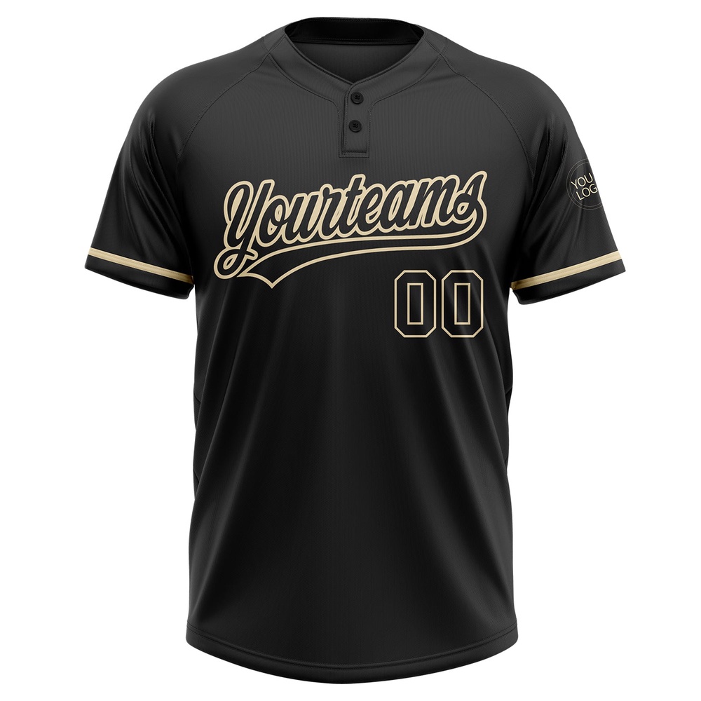 Black Black City Cream Two Button Unisex Softball Jersey, Custom Team Softball Jersey